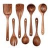 Catzon 7 Pcs Non-Stick Wooden Utensils for Cooking Spoons Spatula Salad Fork