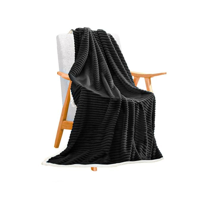SOGA Black Fleece Blanket – Thick Flannel Throw for Cozy Bed and Sofa Comfort