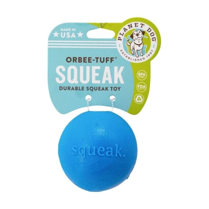 Planet Dog Orbee Tuff Fresh Breath Squeaker Fetch Ball Pet Toy 77x77x77mm Blue