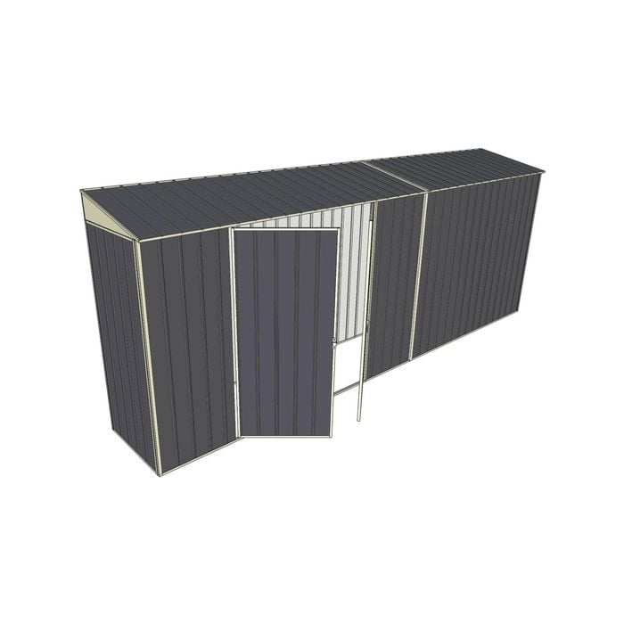 Build-a-Shed 0.8 x 5.2 x 2m Skillion Shed with Double Hinged Side Doors - Grey