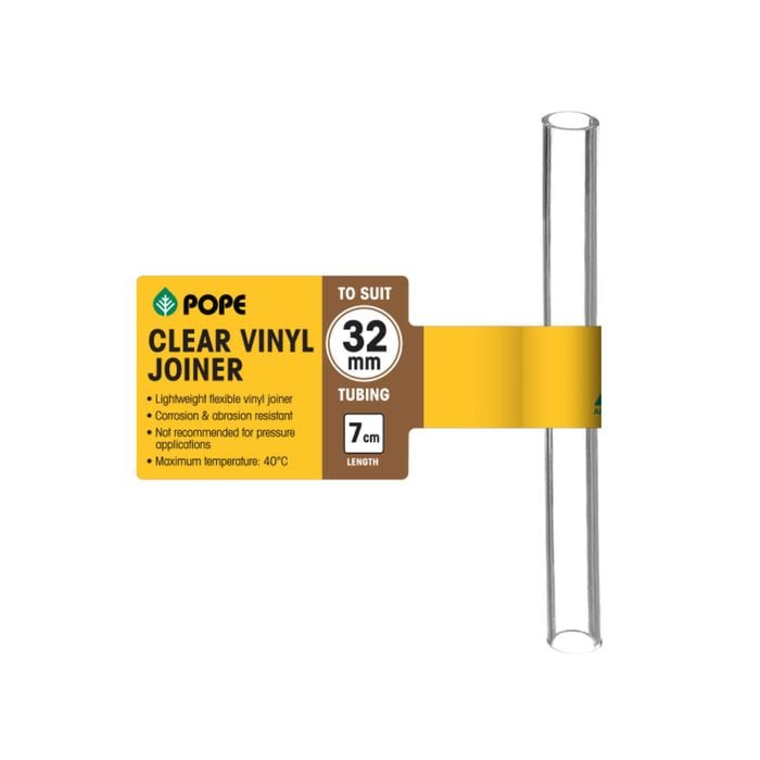 Pope 32mm x 7cm Clear Vinyl Tubing Joiner