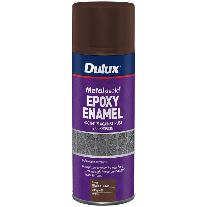 Dulux 300g Metalshield Epoxy Enamel Gloss Spray Paint Mission Brown
