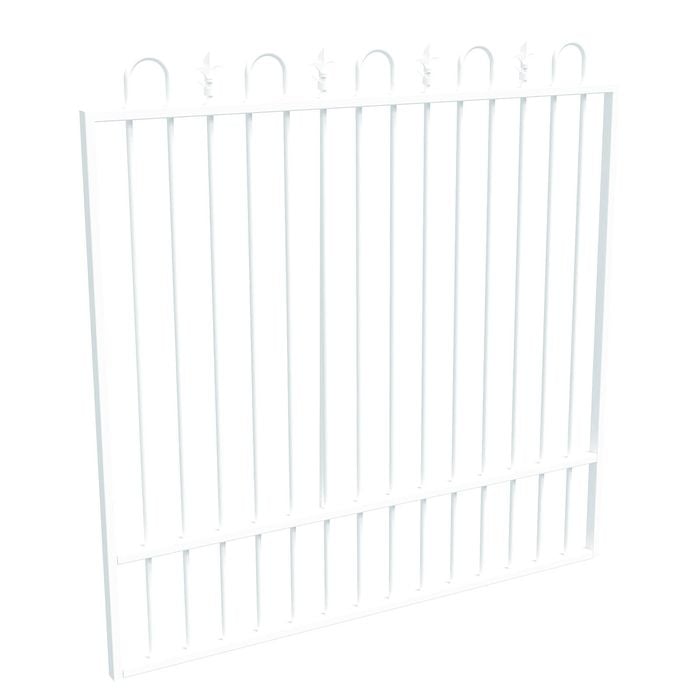 ProtectorAl 1201 - 1500 x 1500mm Pearl White Aluminium Loop And Spear Garden Gate With Mid Rail