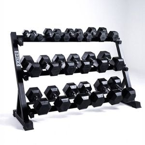 Brixx 2.5kg - 25kg Hex Dumbbell & Rack Set | 10 Pairs - 275kg Package