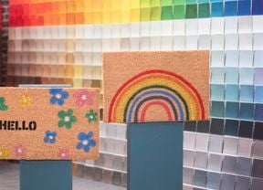 Decorated doormats with colours and textures