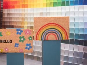 Decorated doormats with colours and textures