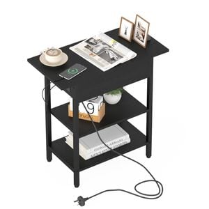 Ufurniture Side Table Sofa End Table Flip Top Night Stand Bedside Table 60*30*60cm Black
