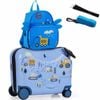Costway 2x Kid Luggage Set 18"+12" Backpack Truck Suitcase Bag Blue