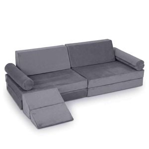 Costway 10pc Kid Sofa Bed Modular Play Couch Climb Crawl Foam Playset Grey