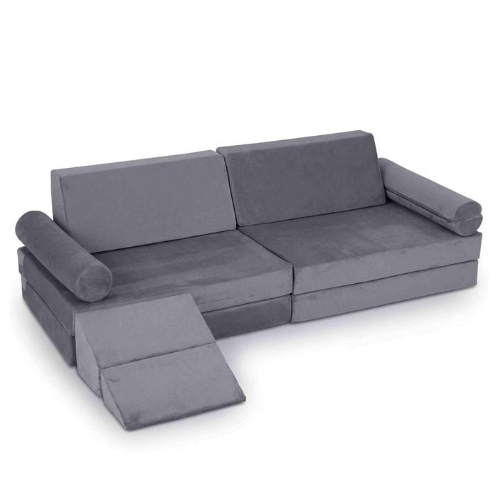 Costway 10pc Kid Sofa Bed Modular Play Couch Climb Crawl Foam Playset Grey