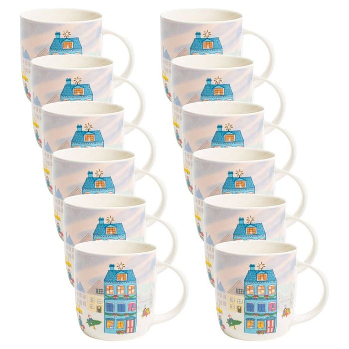 12PK Porto Night Before Christmas New Bone China Drinking Mug 330ml Village