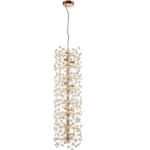 Telbix Lerida Modern Pendant Hanging Lamp Light Metal Crystal Gold Clear Gloss