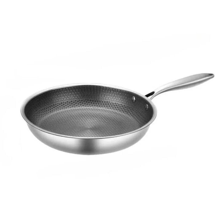 NNEOBA Premium 30cm Stainless Steel Honeycomb Nonstick Skillet Pan Silver