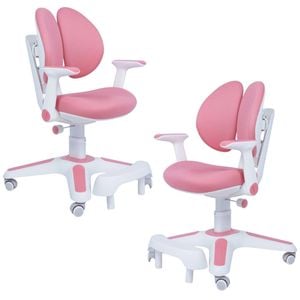 2x Ergonomic Children Kids Study Chairs Height Adjustable Pink