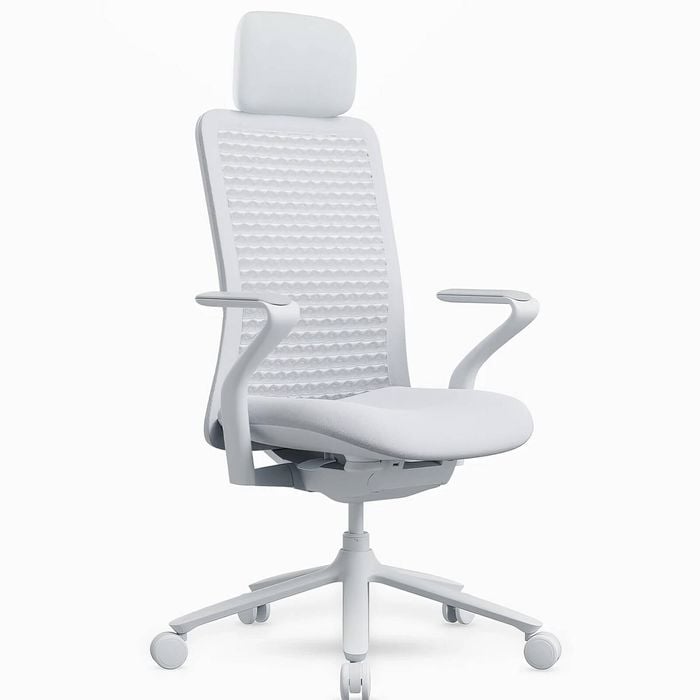 Desky Pro Ergonomic Mesh Chair - Soft White / Headrest