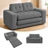 Advwin Folding Sofa Bed 2 in 1 Convertible Floor Loveseat Sofa Fold Out Corduroy Sleeper Couch w/ 2 Pillows Grey