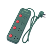 Click 4 Dark Green Outlet Individually Switched Surge Powerboard 
