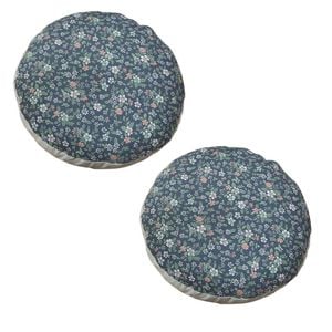 SOGA 2 Pack 45cm Pouffe Cushions Blue Polyester Cotton with EPP Filling