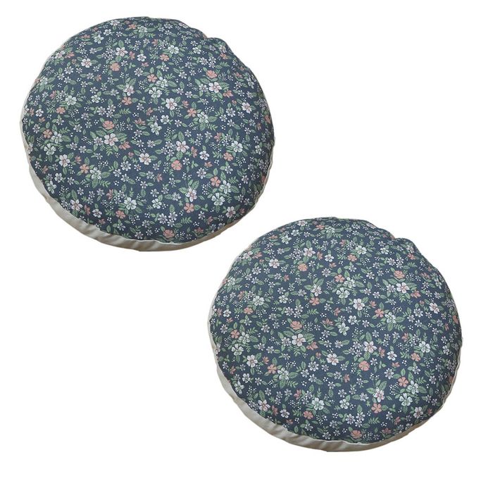 SOGA 2 Pack 45cm Pouffe Cushions Blue Polyester Cotton with EPP Filling