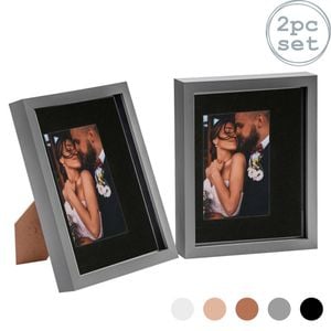 Nicola Spring Acrylic 3d Box Photo Frame With 4" X 6" Black Mount - 8" X 10" - Grey - Pack Of 2