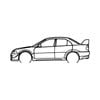 Ignite Laser Mitsubishi Lancer Evolution 6 Silhouette Metal Wall Art Coated Black 15.7inch/40cm