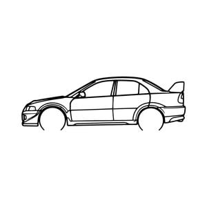 Ignite Laser Mitsubishi Lancer Evolution 6 Silhouette Metal Wall Art Coated Black 15.7inch/40cm
