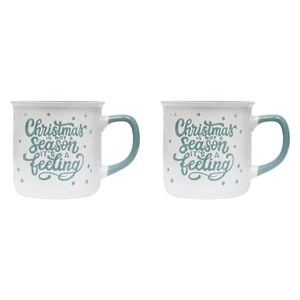 2PK Splosh Christmas It's A Feeling Ceramic Mug 12cm Green/White