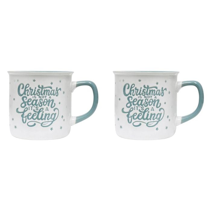 2PK Splosh Christmas It's A Feeling Ceramic Mug 12cm Green/White