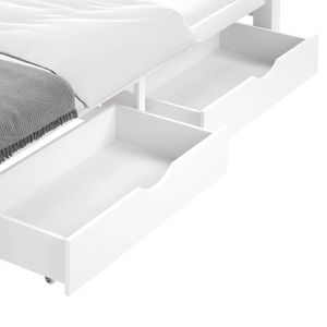 Oikiture 2x Trundle Storage Drawers for Bed Frame Wooden White