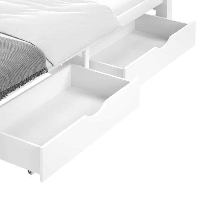 Oikiture 2x Trundle Storage Drawers for Bed Frame Wooden White