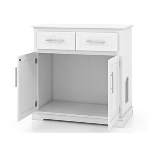 Costway Cat Litter Box Storage Cabinet Enclosure Cat House White