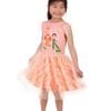 Emma Memma Deluxe Tutu Dress for Girls with Tulle Skirt and Butterfly Headband - Peach Colour, 3-5 Years