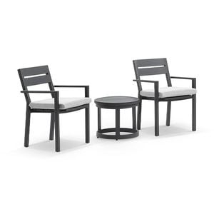 Bay Gallery Furnitire Santorini Patio Set Side Table Charcoal & Grey Cushions