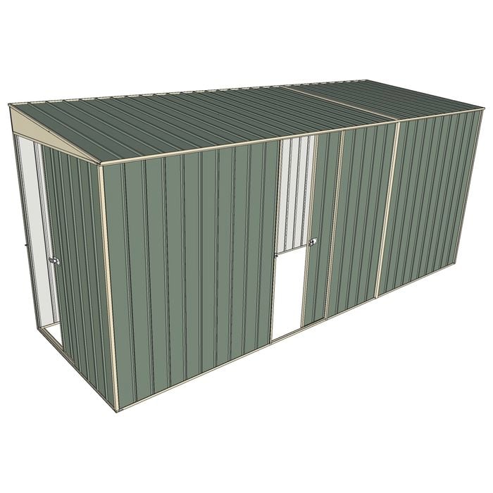 Build-a-Shed 1.5 x 4.5 x 2m Sliding Door Tunnel Shed with Sliding Side Door - Green
