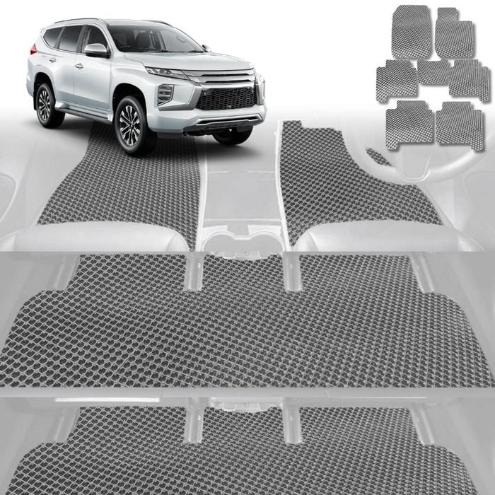 6D Diamond Car Floor Mats for Mitsubishi Pajero 2006-2021-Ultimate Set-Grey-Outback GT