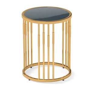 Costway Sofa Side Table Round Nightstand Stainless Steel Frame End Table