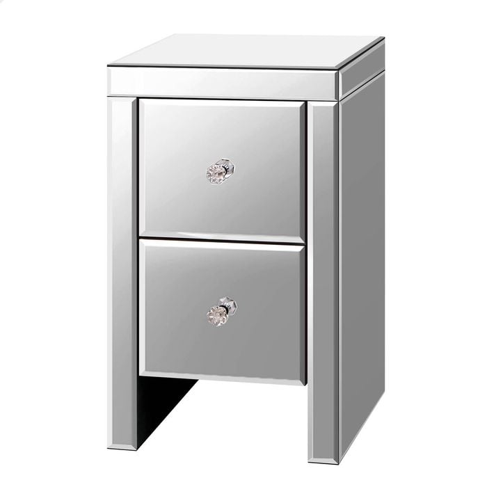 ALFORDSON Mirrored Bedside Table Silver