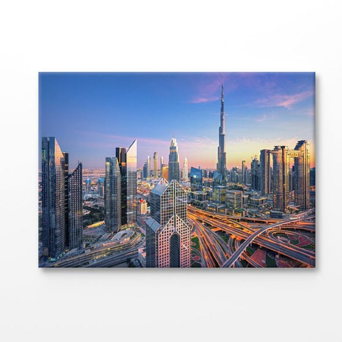 Skyscrapers at Sunset View Dubai Print 100% Australian Made 180x120cm (Stretched Canvas)