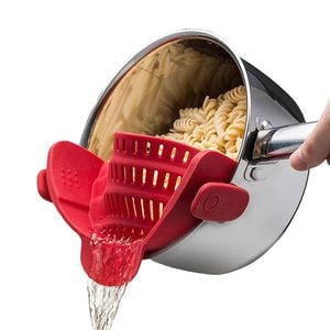 Catzon Silicone Pasta Strainer Heat Resistant Colander-Red