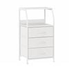 Ufurniture Nightstand 3 Fabric Drawers Storage Bedside Table with Shelf for Bedroom Living Room White