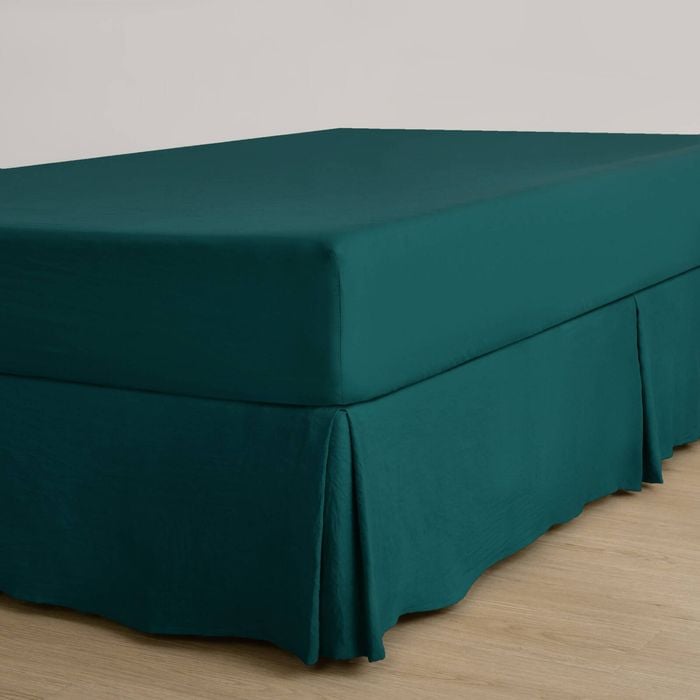 Dreamaker Superfine Washed Microfibre Pleated Valance Teal Queen Bed