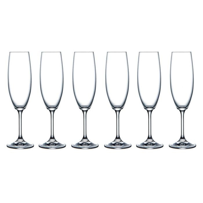 6pc Krystal Sienna Stemware SIN220 Champagne Flute Serveware 220ml Clear