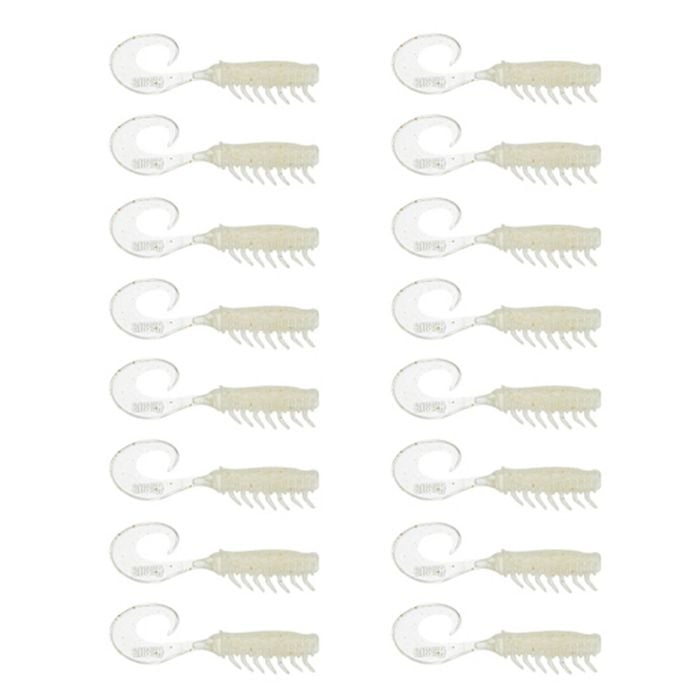 2x 8PK 2.5In Rapala Crush City Soft Plastic Curly Tail Lures - Pearl White