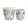 2pc Lvd Handcrafted Botanical Blue Large Ceramic Planter Set Decor Lrg/med