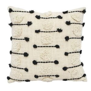 Casabianca Square Embroidered Cushion Natural & Black 45X45CM