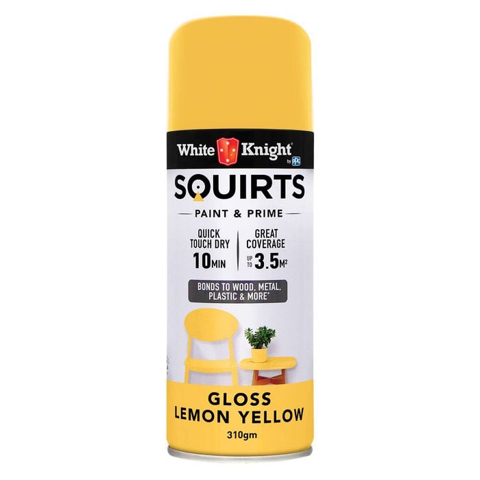 White Knight 310g Lemon Yellow Gloss Squirts Paint & Prime