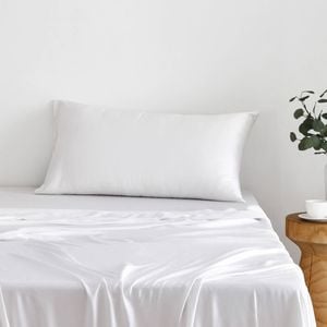 Natural Home Luxe Mulberry Silk Pillowcase 25 Momme King  Pillowcase 50 x 90cm - White