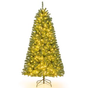 Costway 1.8M Christmas Tree 874 Tips 800 LED Light Pre-lit Hinged Xmas Decor-Green