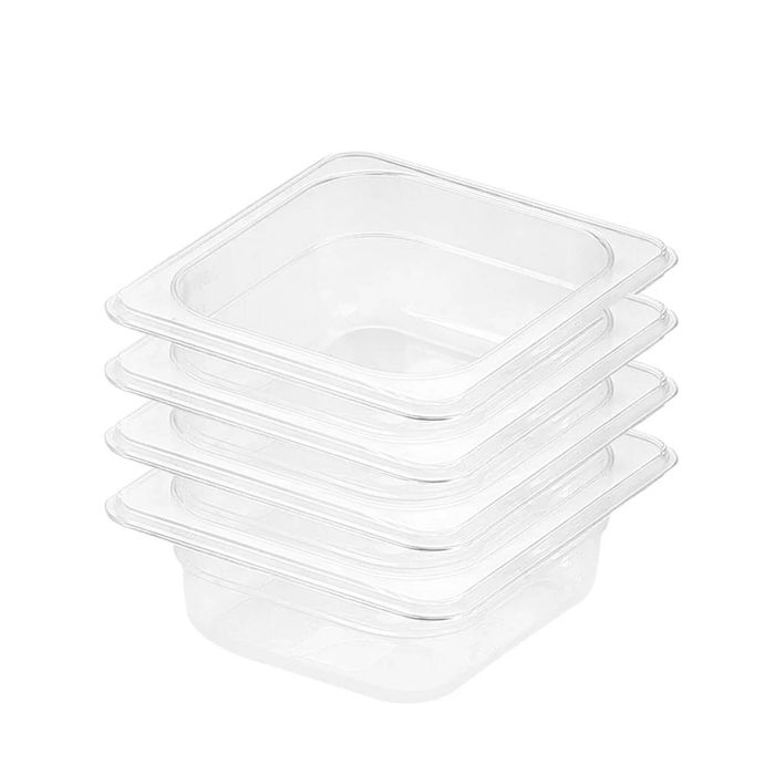 SOGA 1/6 GN Polycarbonate Food Pan 65mm Clear 4 Pack
