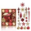 Catzon 70 Pcs Xmas Tree Ornaments Assorted Shapes-Red Gold
